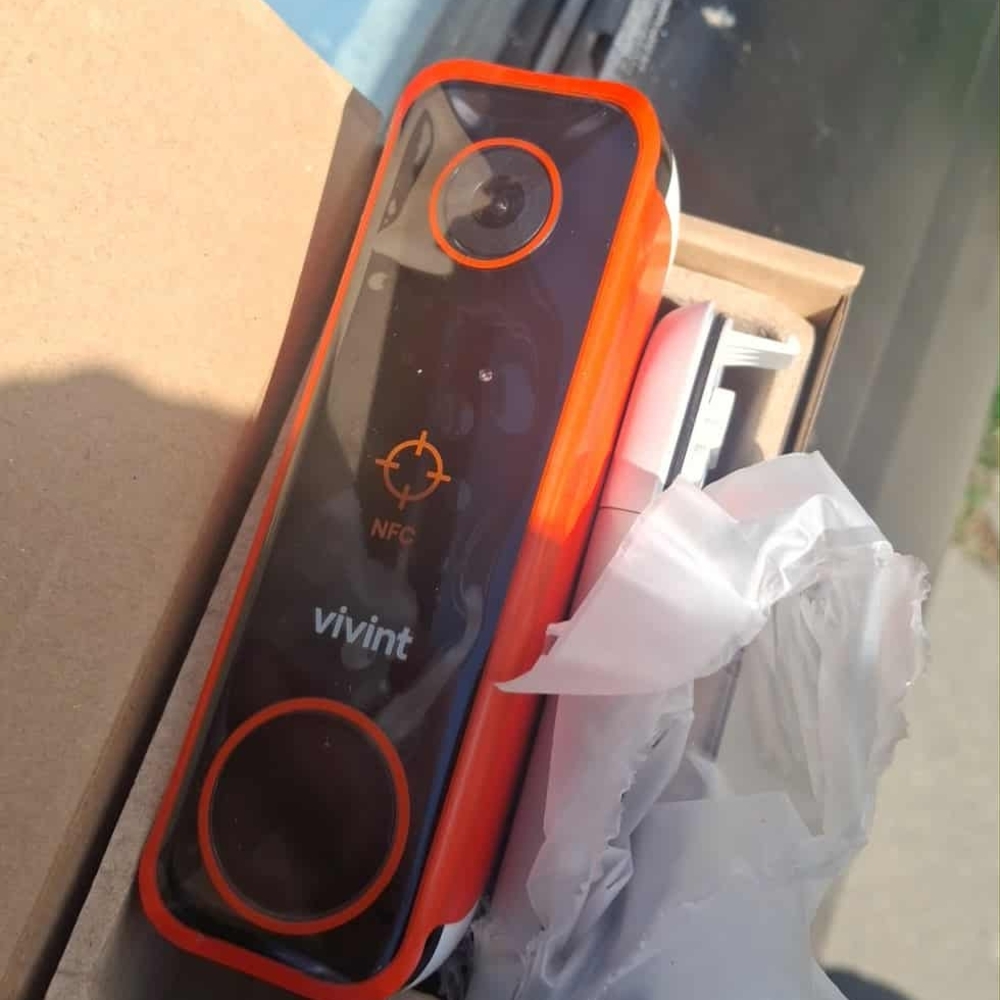 Vivint Doorbell Camera with Black and Orange Design